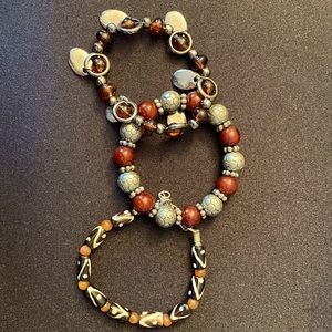 Stackable bracelets set of 3 earth tones - 2 are stretchable one is linkable